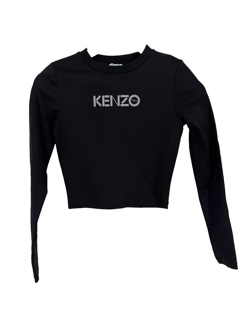 Kenzo Paris Women’s Long Sleeve Black Crop Top Size XS